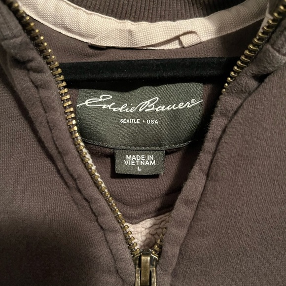 Eddie Bauer Men's Brown Full Zip Sherpa Lined Sweatshirt - Picture 4 of 10